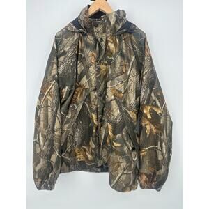 Field & Stream Jacket L Hydroproof Camo Hooded Zipper Hunting Real Tree Outdoor